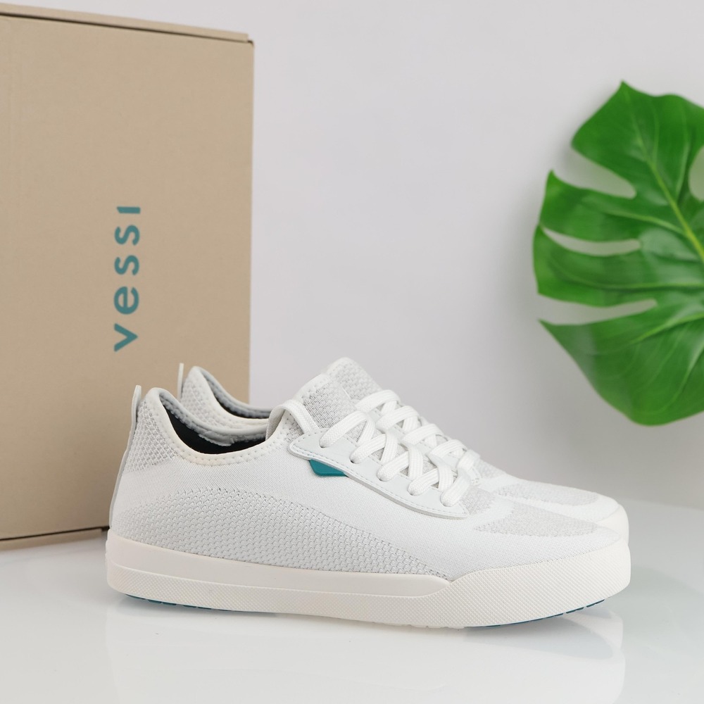 Vessi Womens Weekend Sneakers Size 9 White Knit Waterproof Casual Walking Shoes